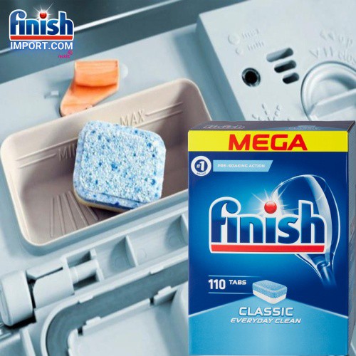 [CHÍNH HÃNG] Hộp 110 viên rửa chén Finish Classic MEGA - (HÀNG MỚI) - (2x tính năng) – Dành cho máy rửa chén gia đình