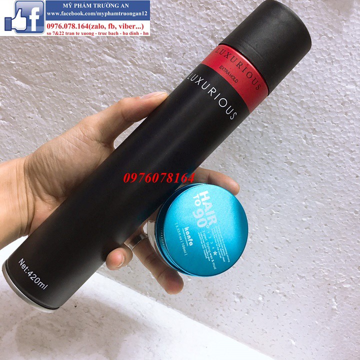 Combo Gôm sáp vuốt tóc nam Kanfa Hair To 90 và gôm xịt tóc Luxurious 420m