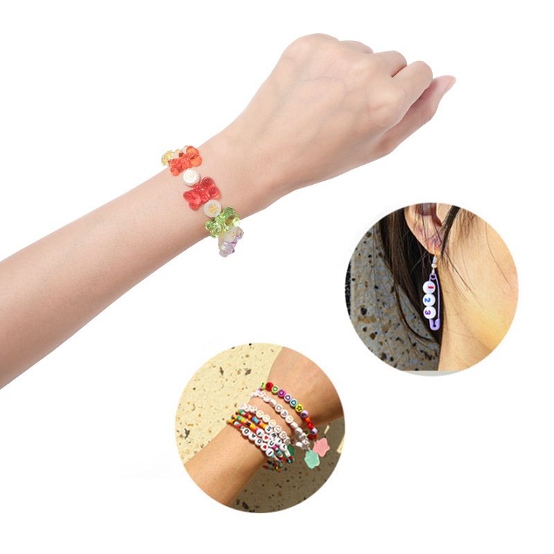 Bộ 50 phụ kiện làm trang sức hình gấu hoạt hình bằng acrylic trong suốt đáng yêu