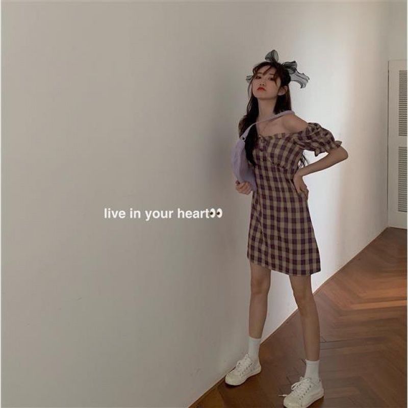 Váy đầm kẻ caro màu tím Jameela | BigBuy360 - bigbuy360.vn