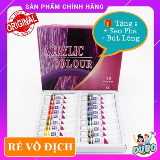 [18 MÀU-CHÍNH HÃNG] Sơn Acrylic-Vẽ áo, vẽ giày, vải, tường, body... không bong phai.