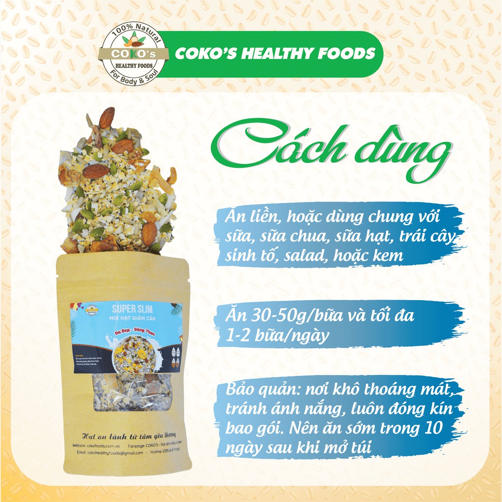 Ngũ Cốc Granola Giảm Cân Super Slim 400gr Hảo Hạng COKO'S FOOD - Ngũ Cốc Dinh Dưỡng Mix Hạt Nguyên Vị