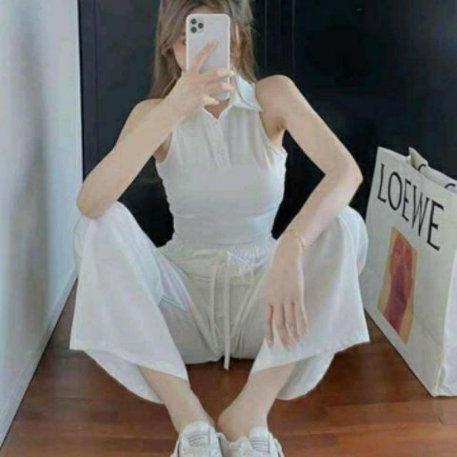 Áo croptop ba lỗ cổ bẻ Siêu đẹp 🤩 | BigBuy360 - bigbuy360.vn