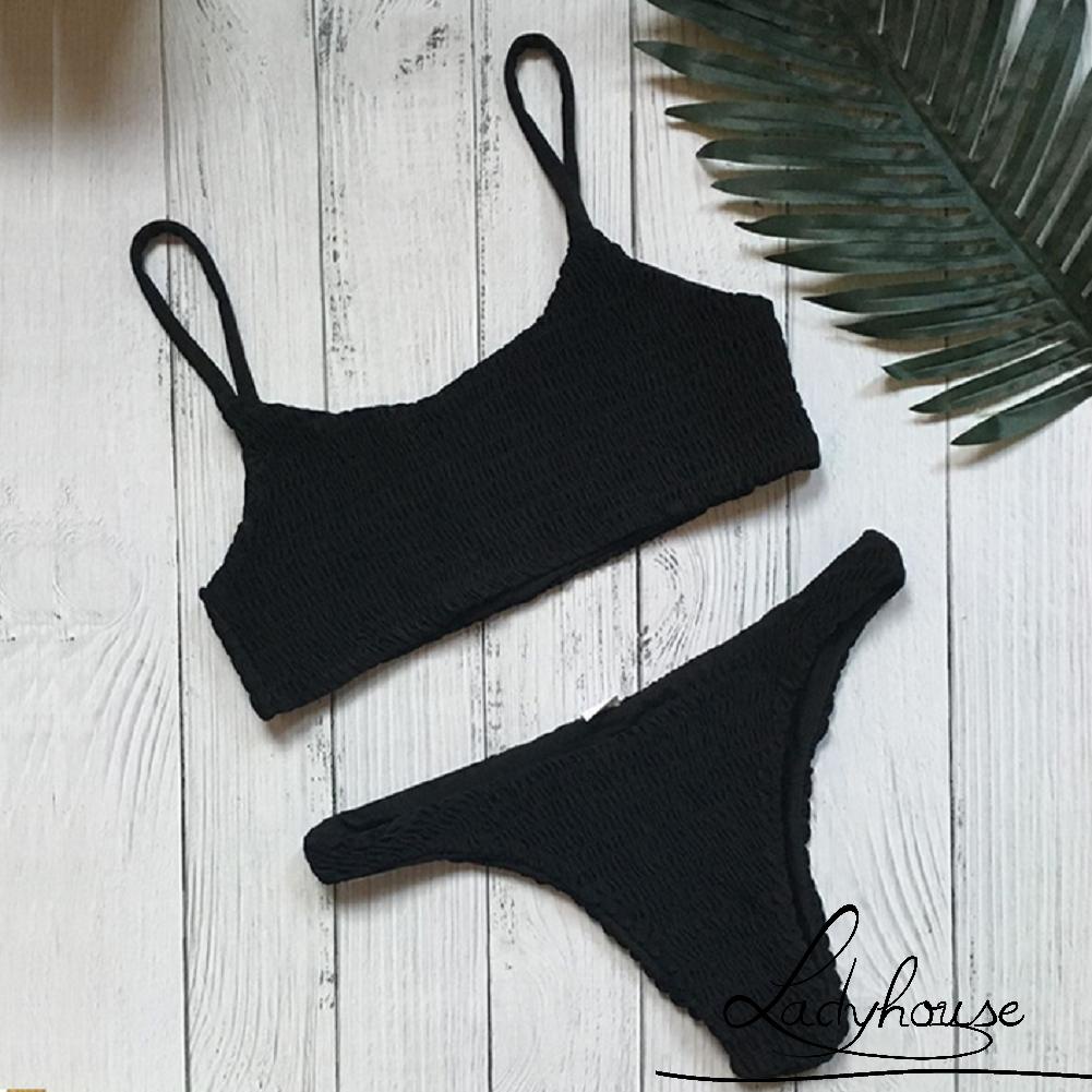 Ld-bộ Đồ Bơi Bikini Hai Mảnh Xếp Ly Gợi Cảm Mùa Hè Cho Nữ Khi Đi Tắm