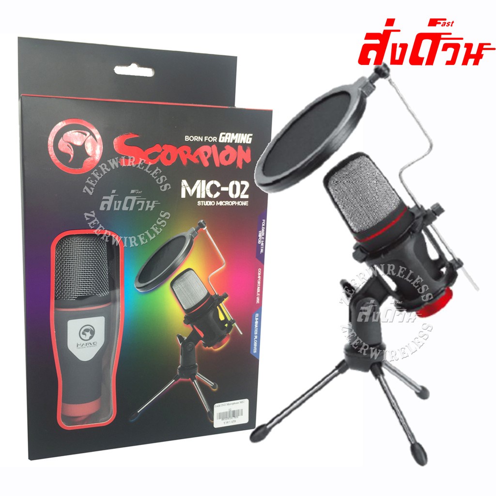 Micro máy tính MARVO MIC-02, JACK 3.5mm - Thu âm chuyên nghiệp, livestream trực tuyến