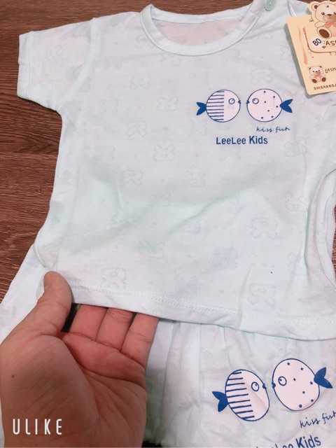 Bộ Cotton cộc tay thông hơi Lee lee kids