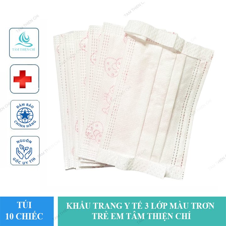 Khẩu trang y tế trẻ em 3 lớp hoa văn túi 10 chiếc TTC