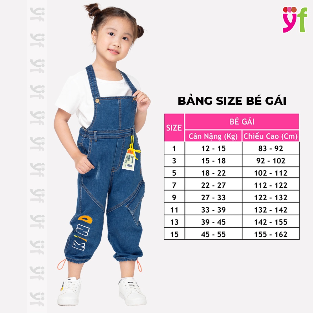 Set Quần Yếm Jean Bé Gái Kèm áo cao cấp YF - YDX014-1