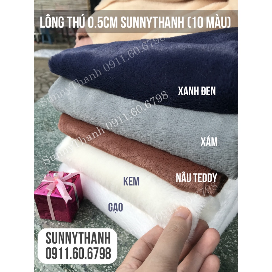 Vải lông thỏ 5mm - 8mm trải bàn trang điểm, may thú nhồi bông, lông thỏ ĐỎ và TRẮNG và HỒNG và XÁM