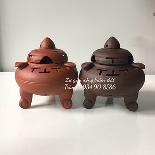 Lư gốm xông trầm Bát Tràng cao 10cm