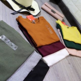 Áo len tăm cổ tròn cộc tay