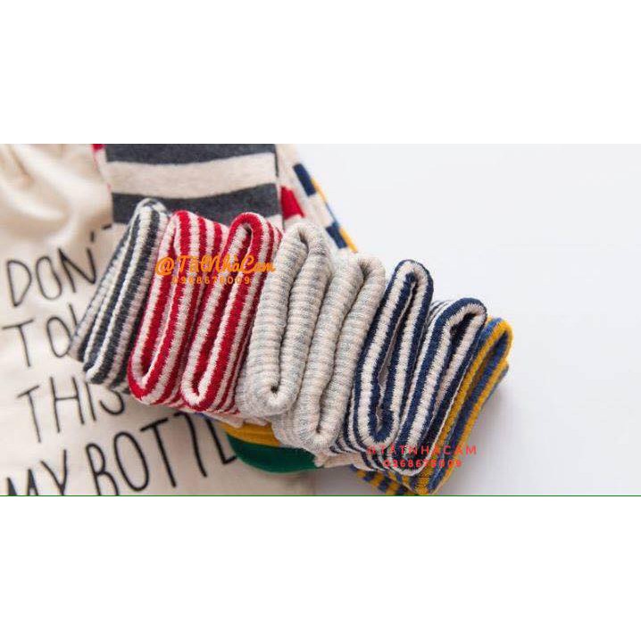 TẤT CAO CỔ NỮ VỚ CAO CỔ NAM Tất sọc khoang 5 màu CAM CAM VINTAGE