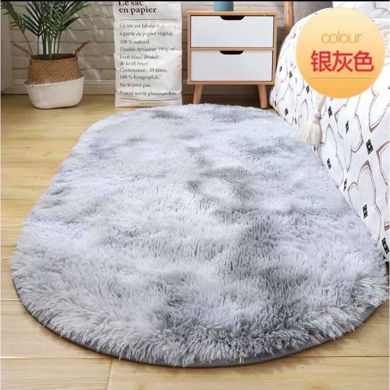 Thảm Lông Trải Sàn hình Elip,size 1mx1m6 lông siêu mềm mịn,decor trang trí