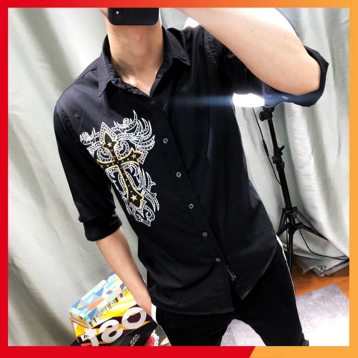 Áo sơ mi nam body dài tay đen trắng chất cotton lụa SMKONF | BigBuy360 - bigbuy360.vn