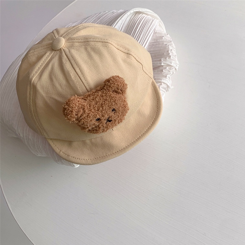 Mũ Lưỡi Trai Cotton Mềm In Hình Gấu Hoạt Hình Phong Cách Hàn Quốc Đi Biển Mùa Hè Cho Bé Trai Bé Gái