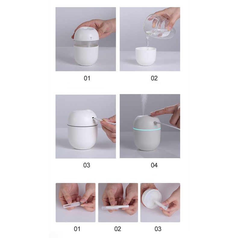 Máy Phun Sương Tinh Dầu Mini Humidifier Tạo Ẩm Tỏa Hương Thơm Cho Phòng Ngủ Và Trên Xe Hơi Máy Xông Tinh Dầu Khuếch Tán