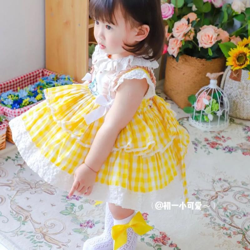 Đầm Công Chúa Tay Ngắn Họa Tiết Kẻ Sọc In Hình Thỏ Peter Phong Cách Lolita Mùa Hè Cho Bé Gái