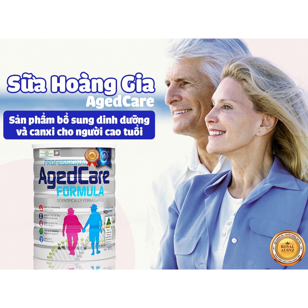 Sữa bột Hoàng Gia Úc AgedCare bổ sung dinh dưỡng Lactoferrin, Inulin cho người trên 40 tuổi Royal Ausnz 900g