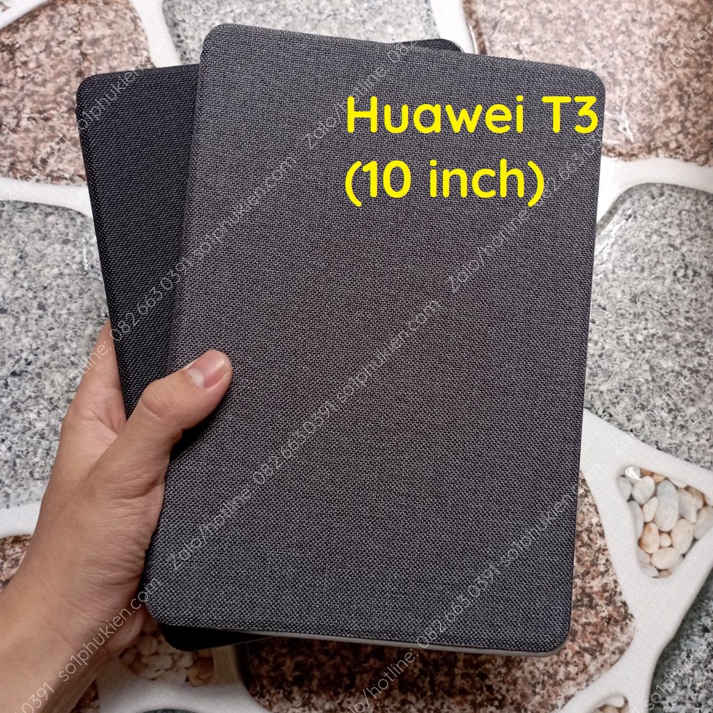 Bao da Huawei T3 (10 inch) da vải cực chất, mặt trong da mịn, chống xem phim, ốp silicon bền đẹp