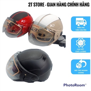 Mũ bảo hiểm nửa đầu sundy vá kèm kính chắn gió