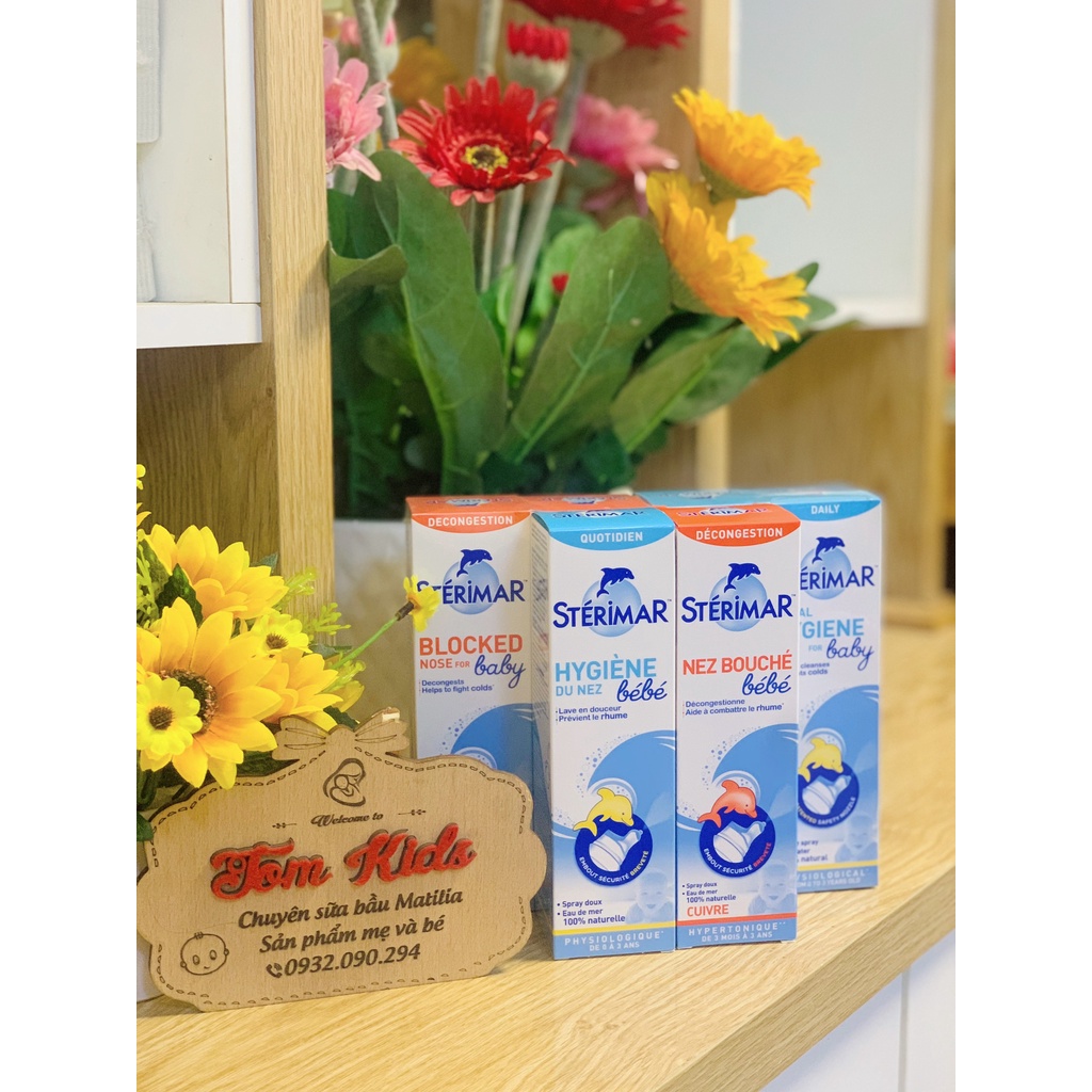 Xịt mũi sinh lý Sterimar cá heo từ Pháp giúp làm sạch, giảm nghẹt mũi sổ mũi cho bé chai 100ml