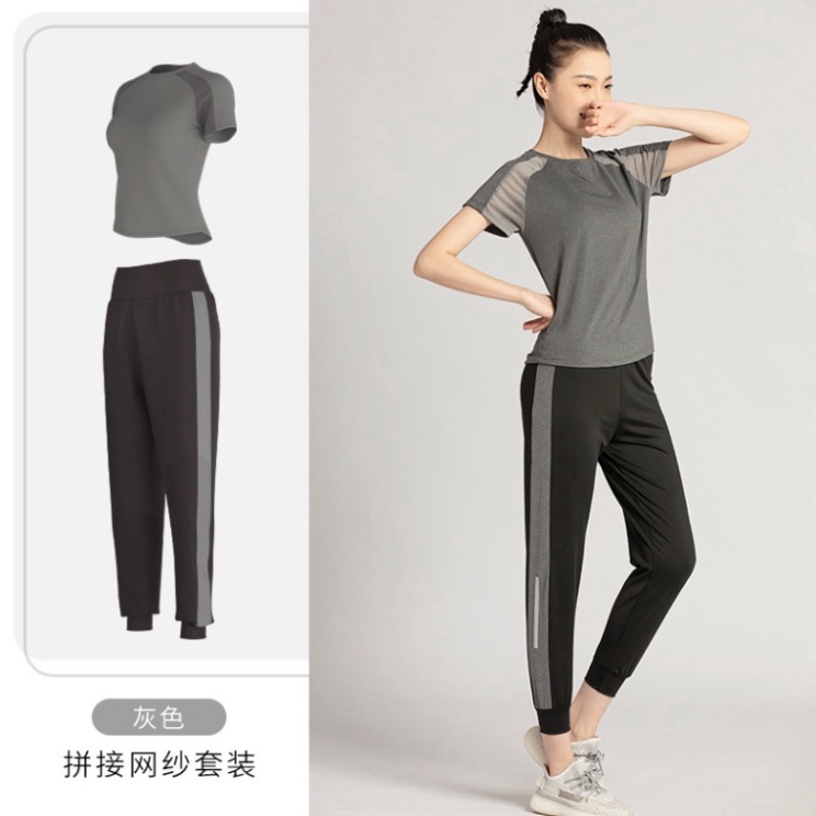 Bộ Đồ tập gym nữ LUHAZO  yoga erobic nữ áo ngắn tay quần dài chất co giãn 4 chiều thấm hút tốt YJCKPS&amp;YJDXW D10T2&amp;3