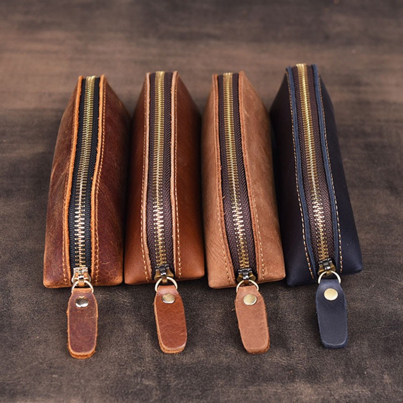 Túi da bò đựng bút phong cách vintage thời trang