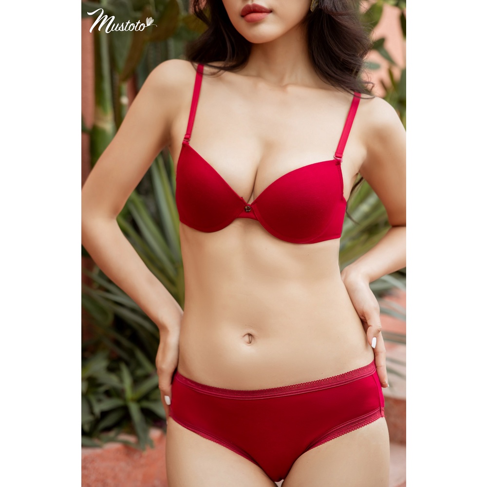 Bộ Đồ Lót Nữ Trơn Bamboo Kháng Khuẩn Có Gọng Mút Mỏng Thoải Mái (Mustoto MA17 MQ50 Đỏ)