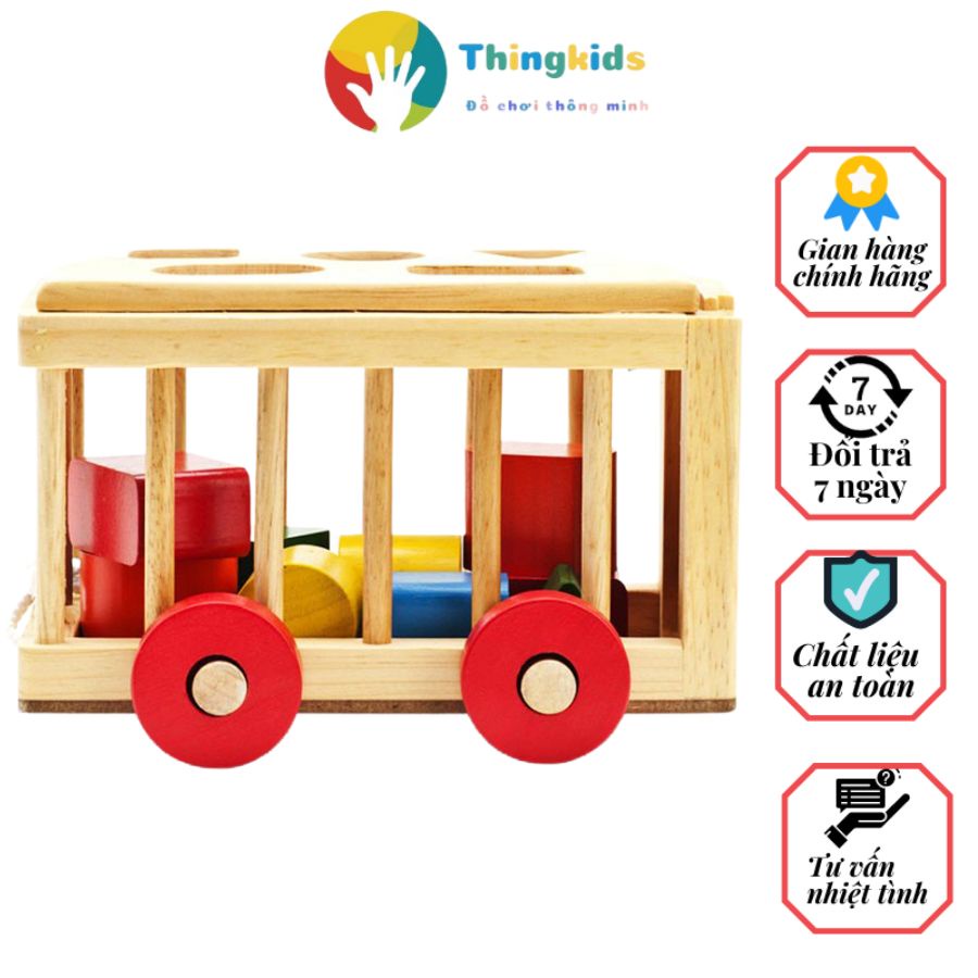 Đồ chơi gỗ xe cũi thả hình Gold Cat - Thingkids