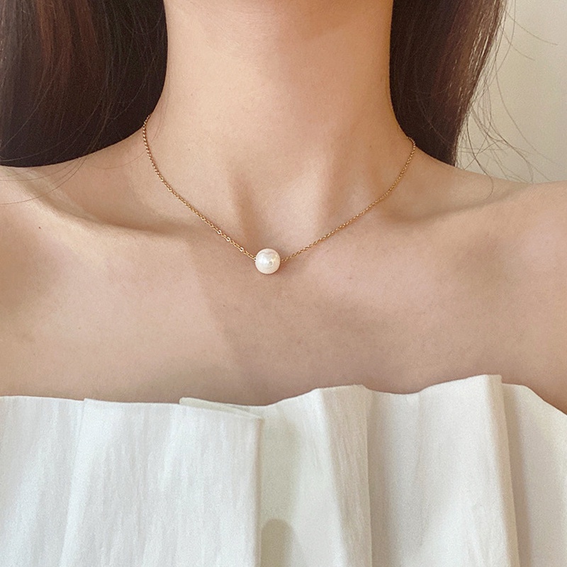 Vòng cổ Vàng Mặt Ngọc Trai Nhân Tạo Thời Trang Đơn Giản Cho Nữ
