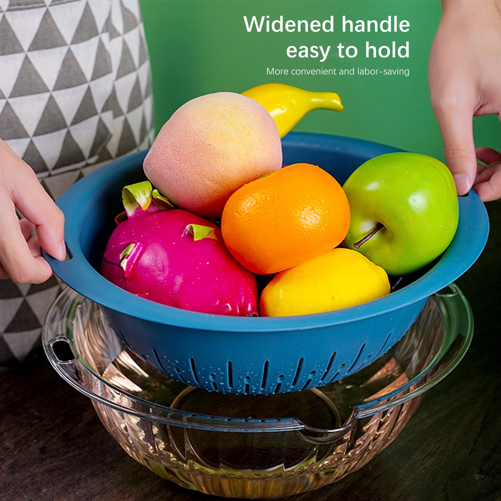 Rổ rửa rau củ quả JUJIAJIA thiết kế hai tầng tiện dụng