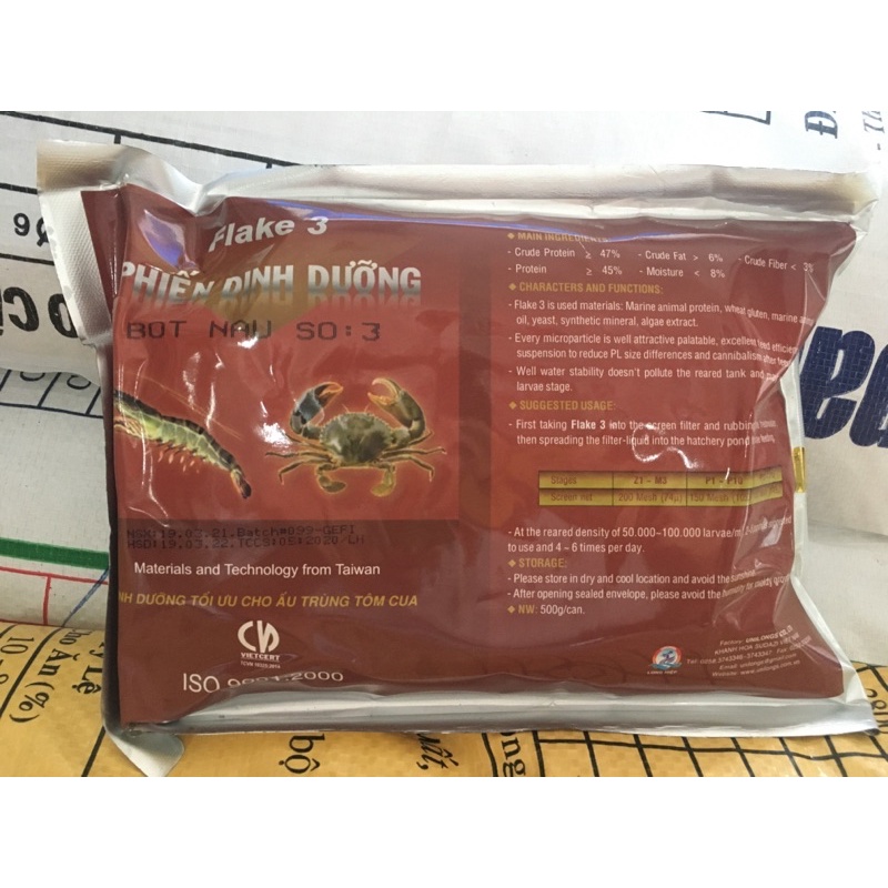 Phiến dinh dưỡng nâu flake 3 cho ấu trùng tôm cua