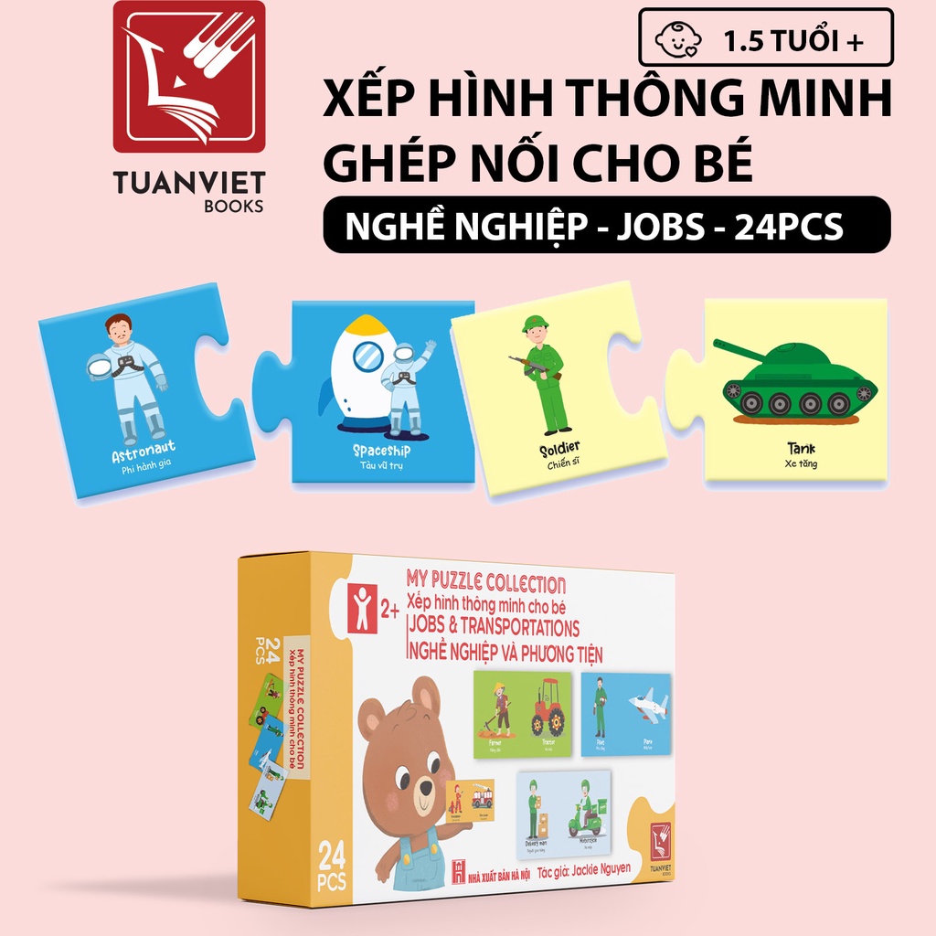Đồ chơi Xếp hình Ghép Nối Thông Minh TuanViet Books Cho Bé từ 1,5+ - 6 hộp chủ đề