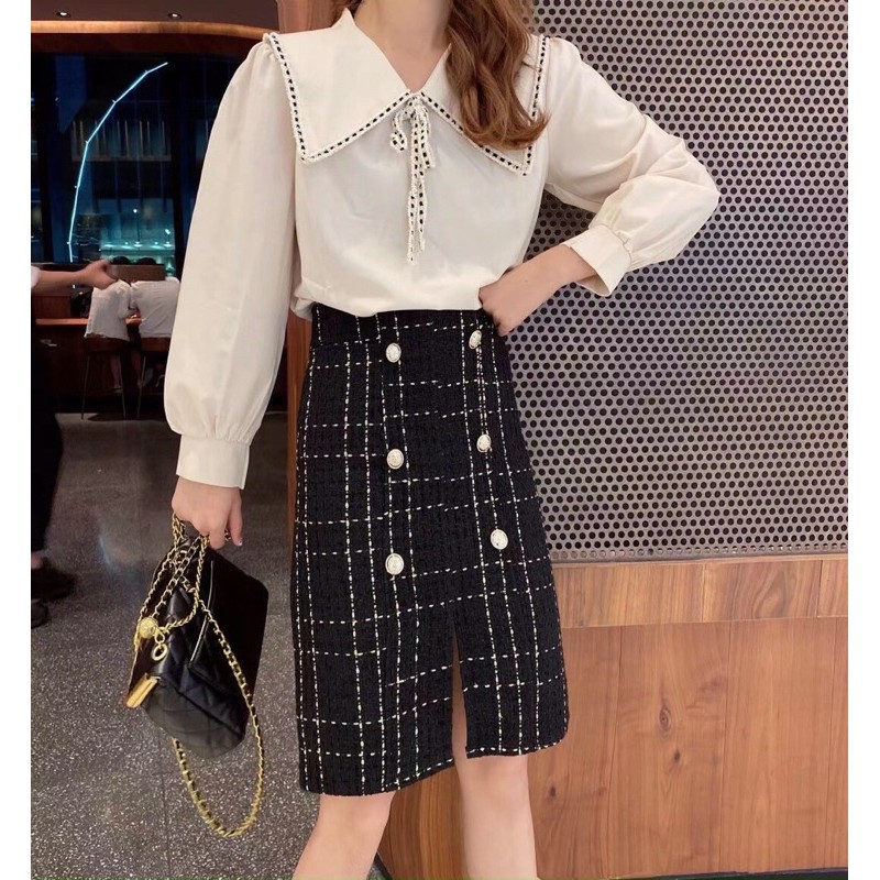 Chân váy dạ kẻ dáng dài QC loại 1 | BigBuy360 - bigbuy360.vn