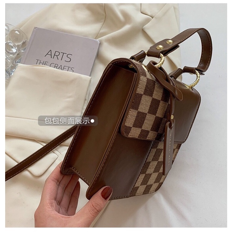 Túi xách nữ dáng vuông kẻ caro 2 quai đeo cầm tay và đeo chéo Zulia's