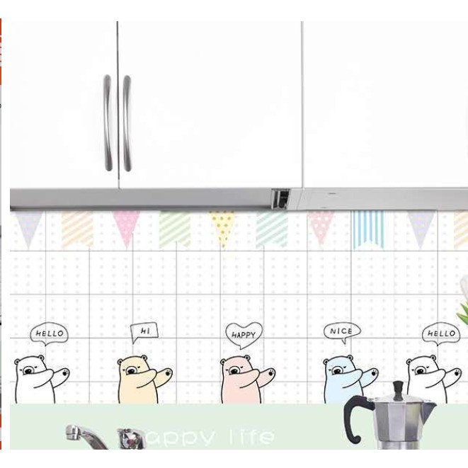 Deacl dán bếp tráng nhôm cách nhiệt GẤU HAPPY LIFE khổ rộng 60cm