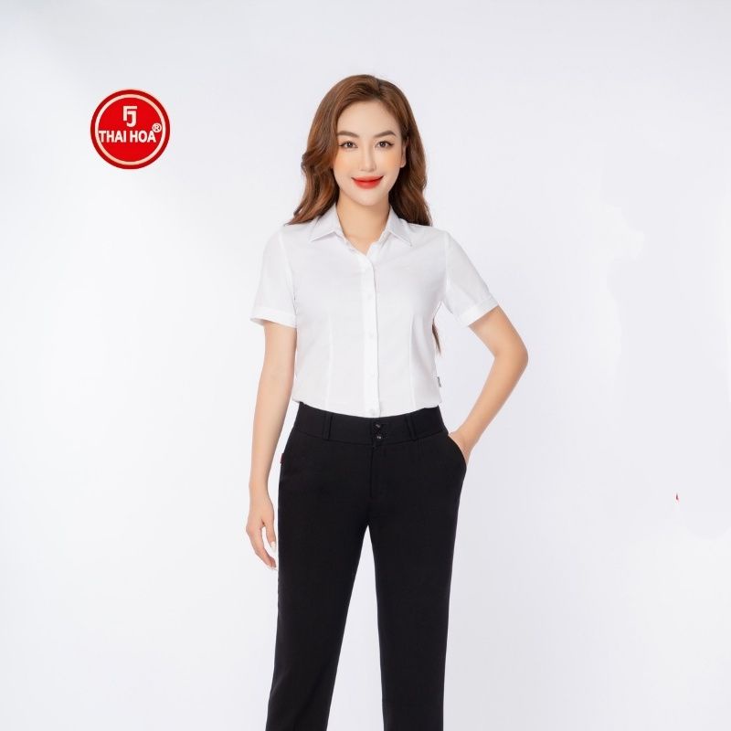Áo sơ mi Thái Hòa cao cấp vải sợi tre sợi tăm tay ngắn đủ màu 9002