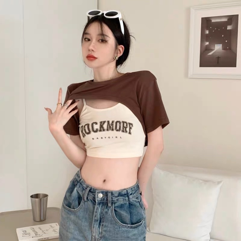 ÁO CROPTOP XINH HAI MÓN KÈM ÁO DÂY ROC1