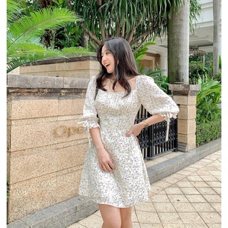 Đầm CAREN - Đầm hoa tay lửng phồng nhẹ