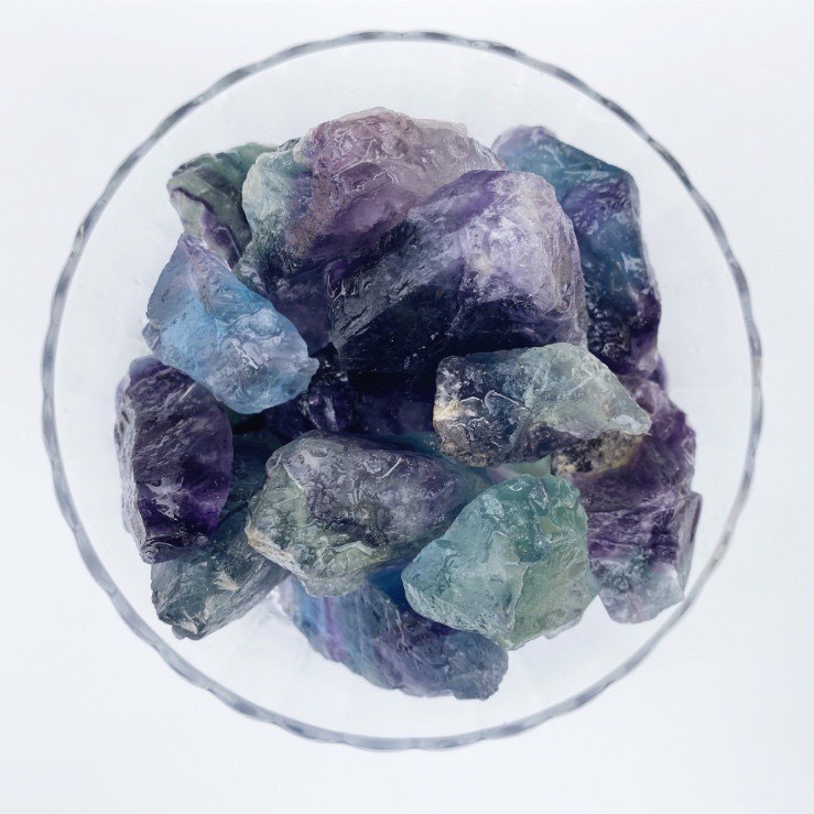 100gr Đá Thô Fluorite màu tím- xanh[Rainbow Fluorite Crystal Raw]