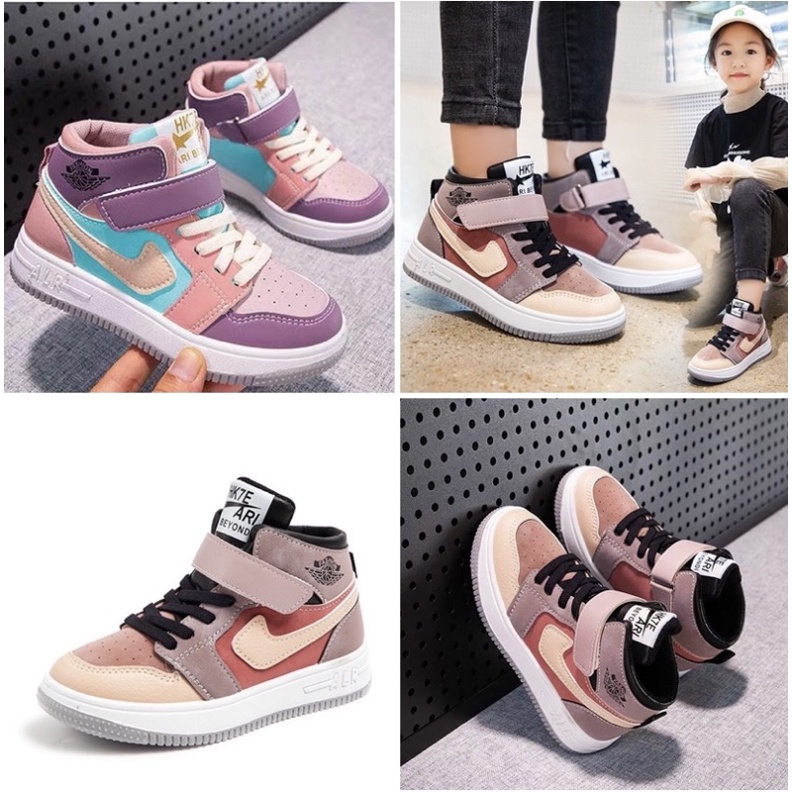 Giày thể thao cố cao cho bé trai, bé gái - Giày sneaker cho bé từ 5-14 tuổi nhiều màu chất da PU mềm QCCC fullbox BJ11