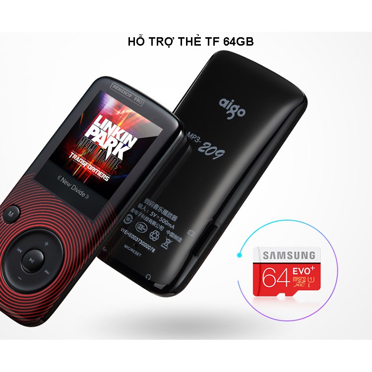 Tổng xả kho máy nghe nhạc Lossless Bluetooth cho học sinh sinh viên Aigo MP3-209 (Tặng tai nghe) (xanh)