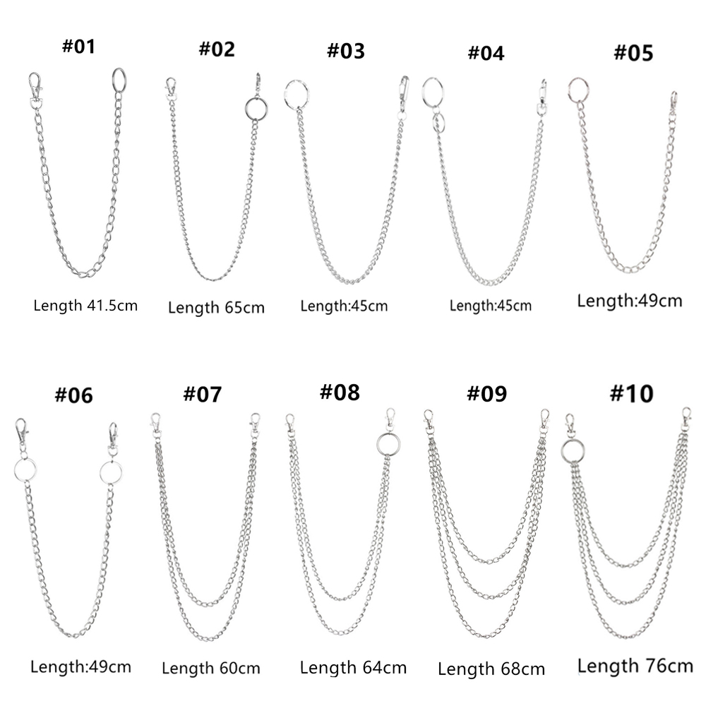 Chuỗi Dây Xích Gắn Thắt Lưng / Ví / Móc Khóa Bằng Kim Loại Phong Cách Punk Rock Thời Trang 10 Kiểu Tùy Chọn