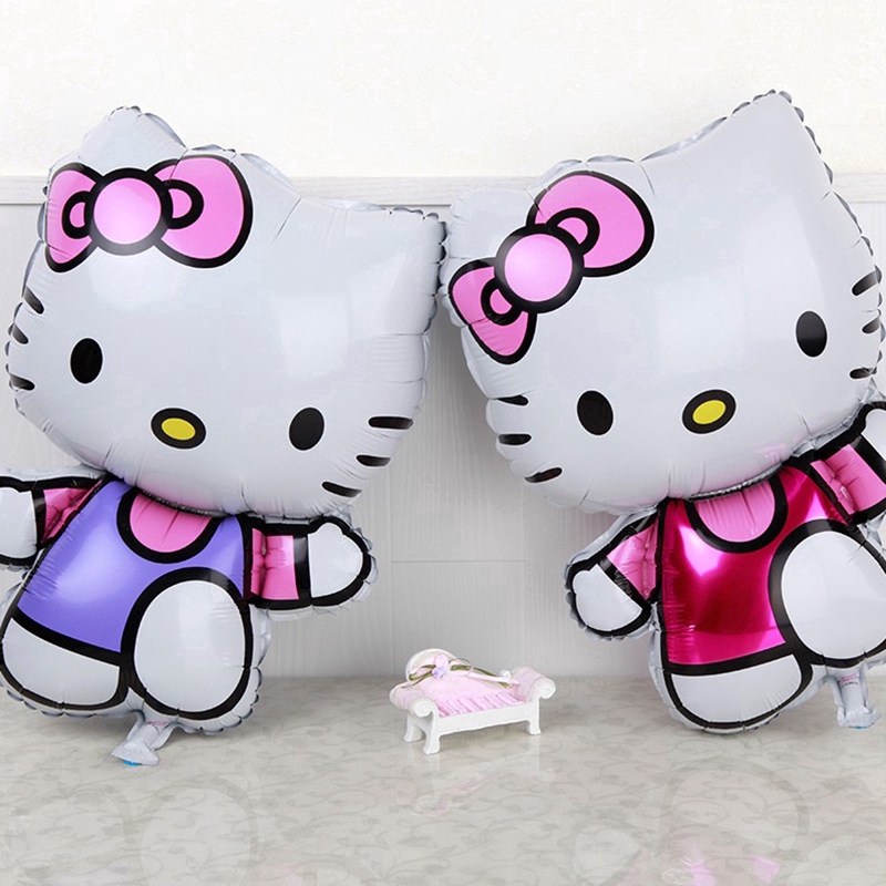 Bong bóng màng nhôm hình mèo Hello Kitty dễ thương dùng để trang trí tiệc sinh nhật