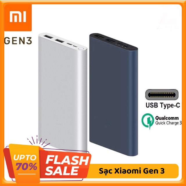 Sạc Xiaomi Gen 3 dung lượng 10000 Mah hỗ trợ sạc nhanh và sạc được nhiều lần