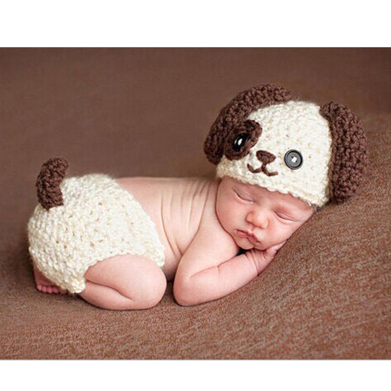 Mary☆Baby Crochet Photography Props Newborn Photo Costumes Infant Outfits Baby Hat