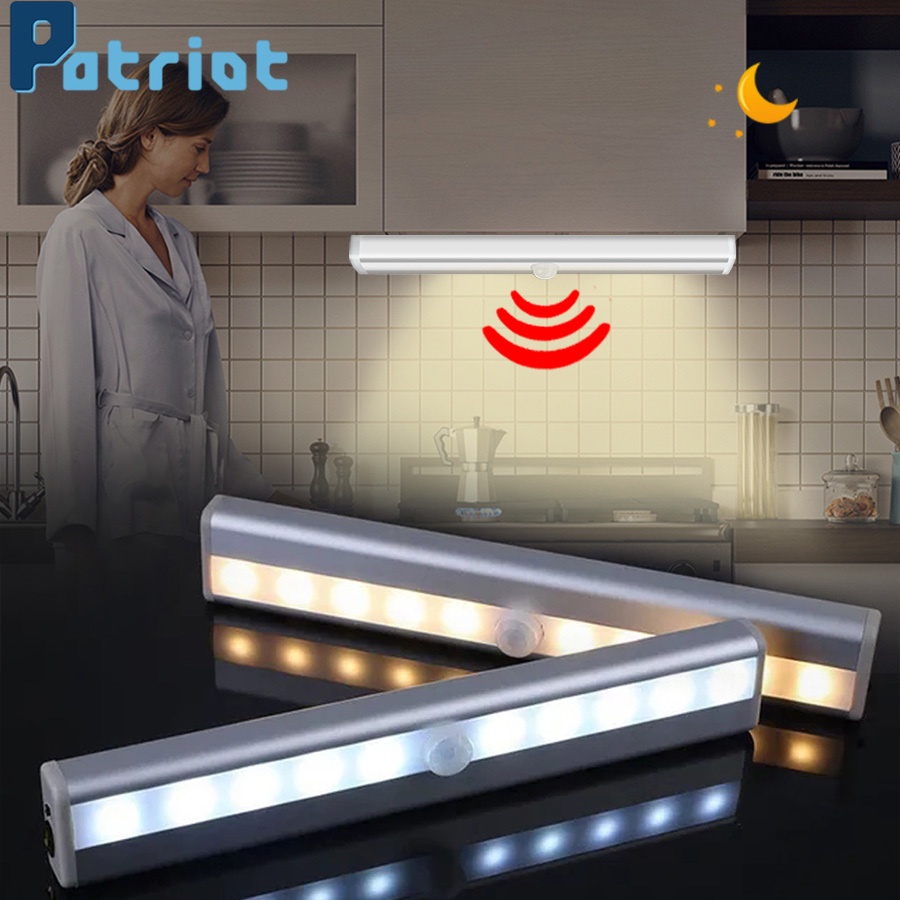 Đèn Led 10 Bóng Cảm Biến Chuyển Động Pir Chạy Bằng Pin Gắn Dưới Tủ Chén / Tủ Quần Áo / Cầu Thang / Tủ Chén / Giường Ngủ
