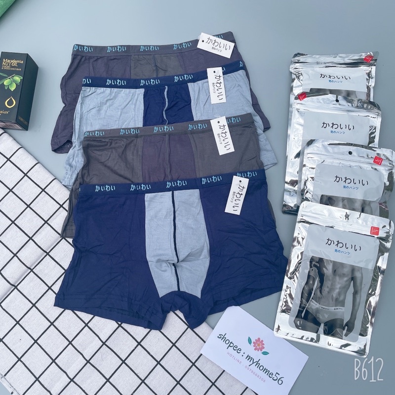 Quần sịp boxer cotton 100% siêu mát  kèm túi zip