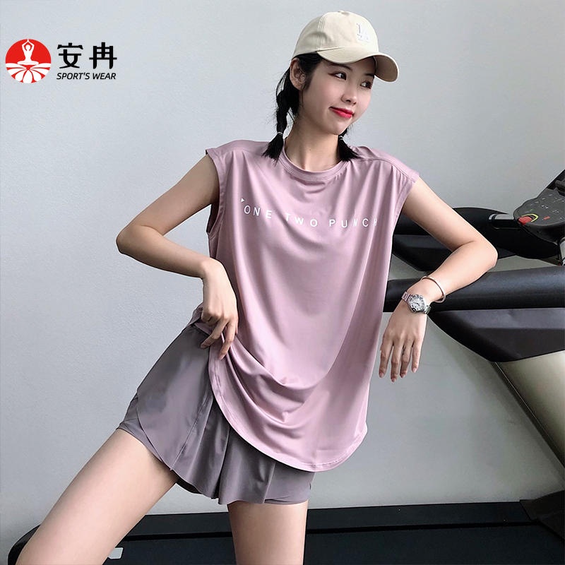 Áo thun thể thao ANRAN sát nách dáng rộng thiết kế năng động cá tính thời trang