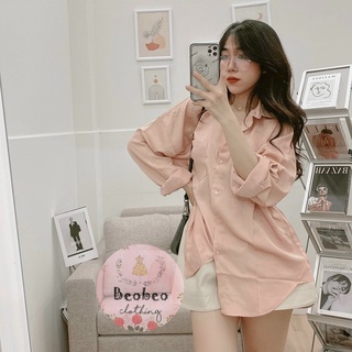 [Ảnh thật] Áo sơ mi oversize lụa tay dài có túi ulzzang